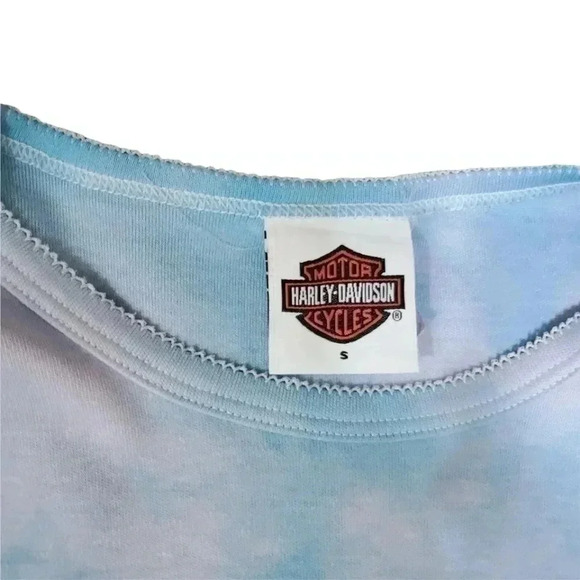 HARLEY Davidson long sleeve lace panel tie dye tee. Size small - Picture 7 of 8
